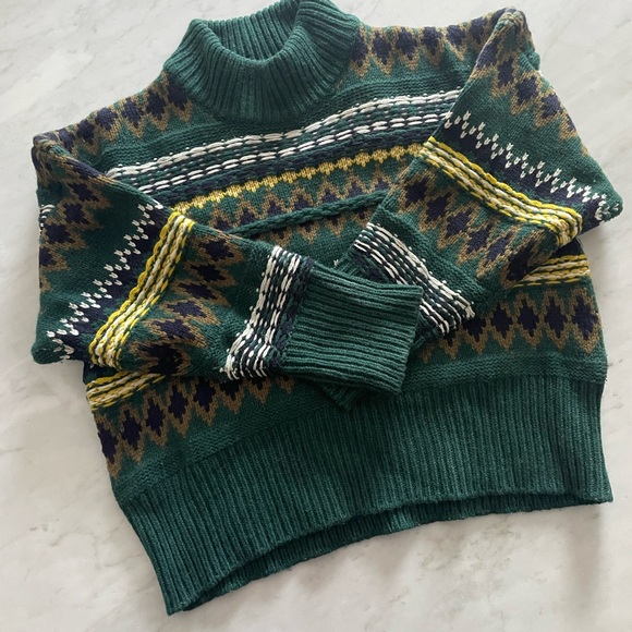 rag & bone Sweaters - Rag & Bone Cropped Forest Green Knit Sweater